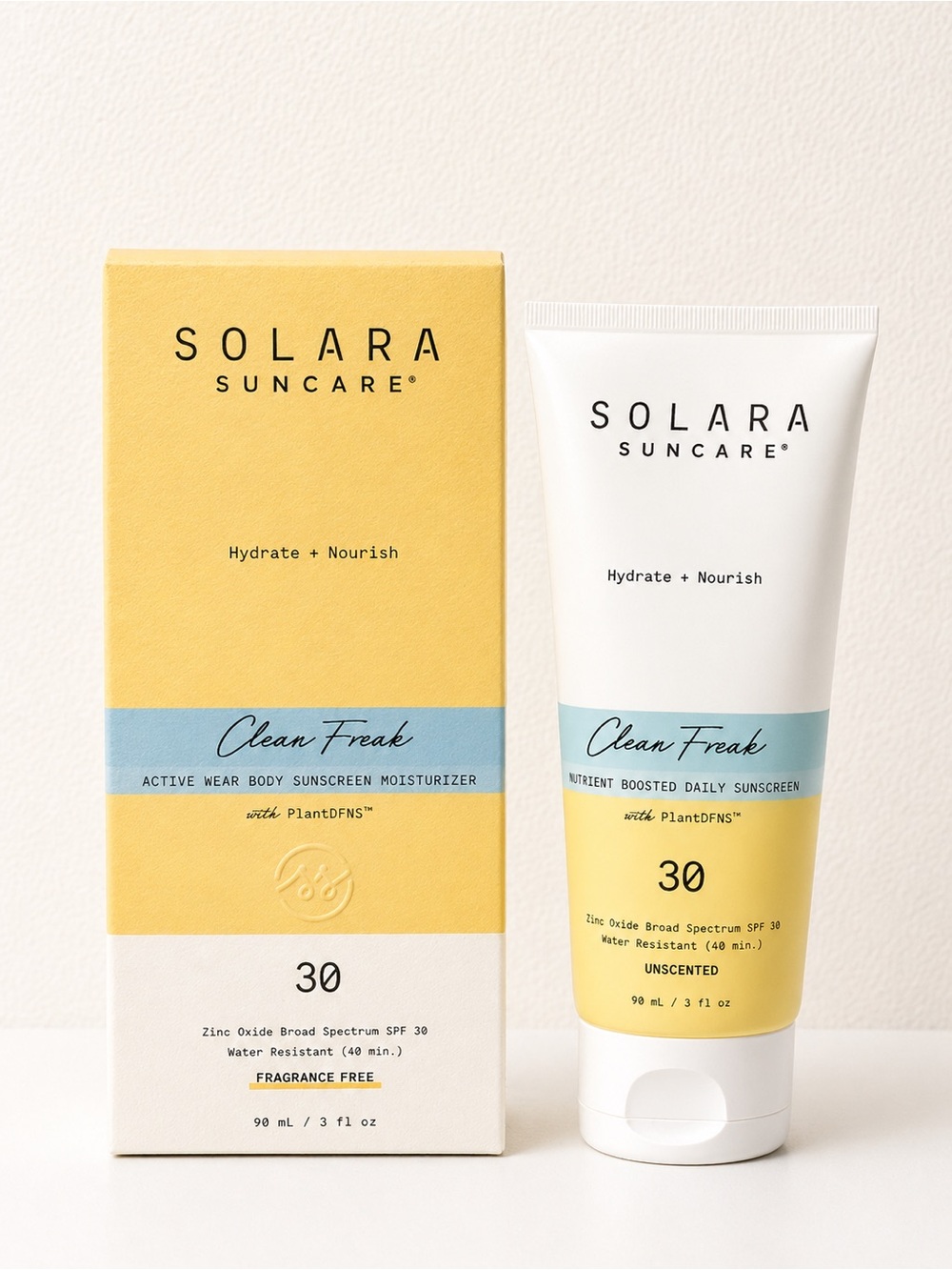Clean Freak SPF 30 Unscented Body Sunscreen Moisturizer — White & Yellow